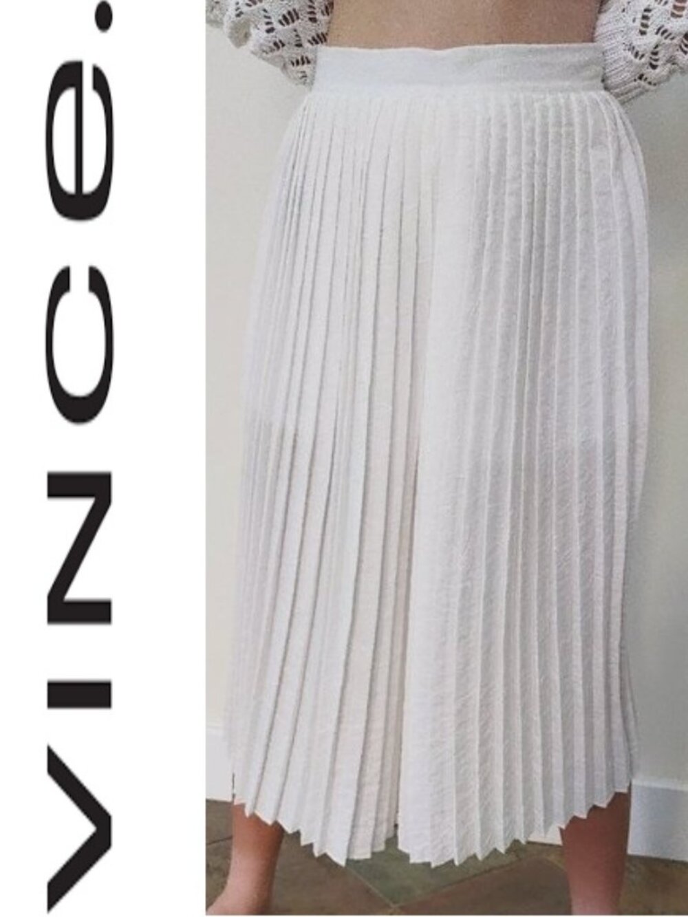 Vince White Multi Pleated Skirt Short
